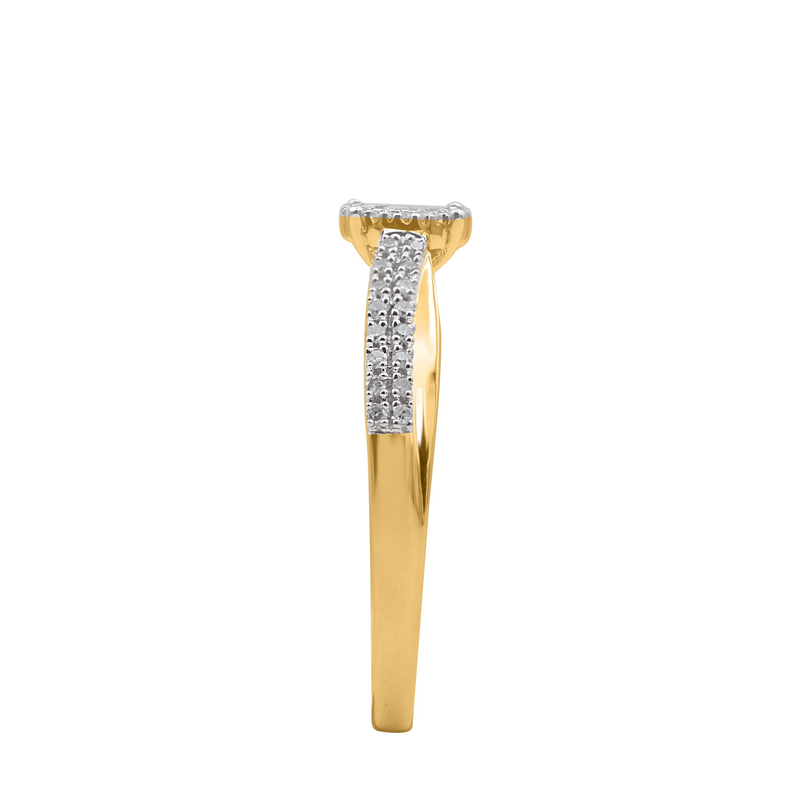 TJD 0.15 Carat Natural Round Diamond Engagement Ring in 18KT Yellow Gold In New Condition For Sale In New York, NY