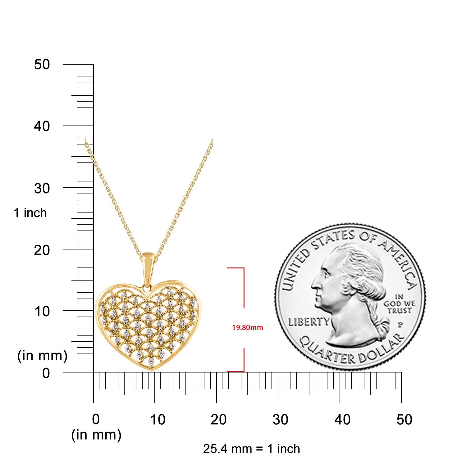 Single Cut TJD 0.15 Carat Natural White Diamond 14 Karat Yellow Gold Heart Pendant For Sale