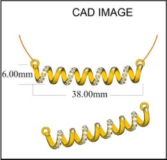 TJD 0.15 Carat Round Diamond 14 Karat Gold Spiral Designer Fashion Necklace