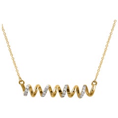 Used TJD 0.15 Carat Round Diamond 14 Karat Gold Spiral Designer Fashion Necklace