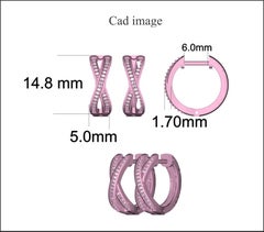TJD 0.15 Carat Round Diamond 14 Karat Rose Gold Crisscross Huggie Hoop Earrings