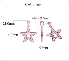 TJD 0.15 Carat Round Diamond 14 Karat Rose Gold Designer Star Diamond Pendant