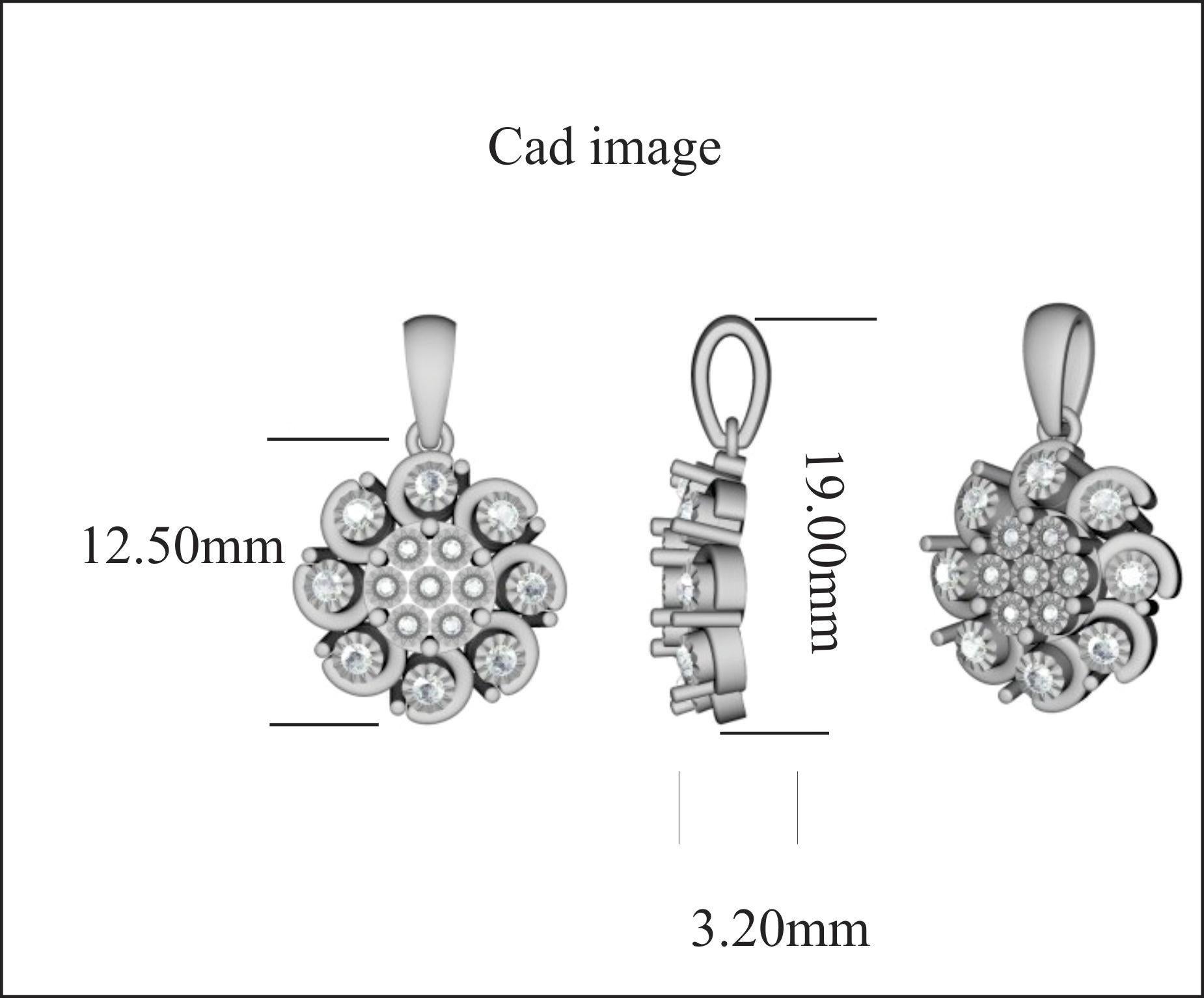 On this hot summer days cool down with this icy look of this designer pendant. The total diamond weight is 0.15 carat and shimmers in H-I color, I2 clarity. Embellished with 43 round diamond set in pave and tikli setting and crafted by our inhouse