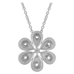TJD 0.15 Carat Round Diamond 14 Karat White Gold Designer Fashion Pendant