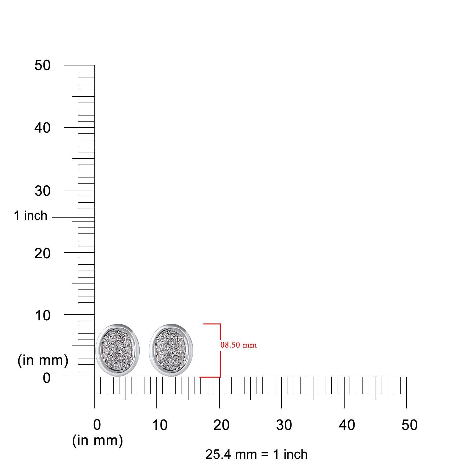 Round Cut TJD 0.15 Carat Round Diamond 14 Karat White Gold Oval Shaped Stud Earrings For Sale
