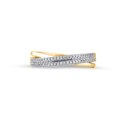 TJD 0,15 Karat runder Diamant 14 Karat Gelbgold Crossover-Ring