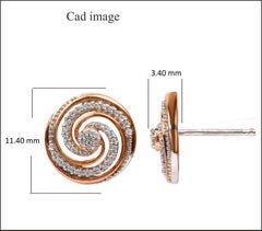 TJD 0,15 Karat runder Diamant 14 Karat Gelbgold Designer Spiral-Ohrstecker Ohrstecker