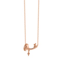 TJD 0.15 Ct Diamond 18 KT Rose Gold Flowery Key Necklace with 18 inch Chain (Collier de clés fleuries en or rose 18 KT avec chaîne de 18 pouces)