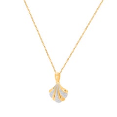 TJD - Ciondolo a forma di conchiglia con diamante da 0,15 carati in oro giallo da 14 carati