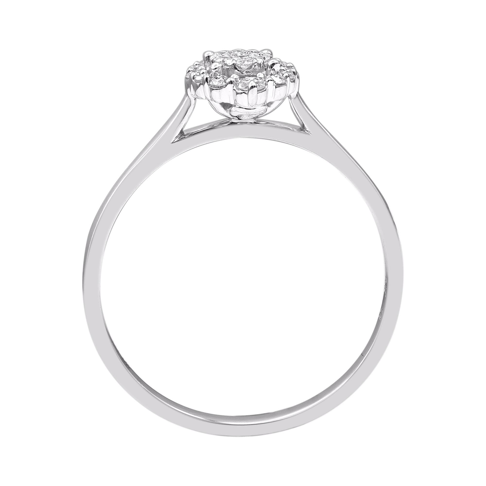 Contemporary TJD 0.18 Carat Natural Round Diamond 14 Karat White Gold Engagement Ring For Sale