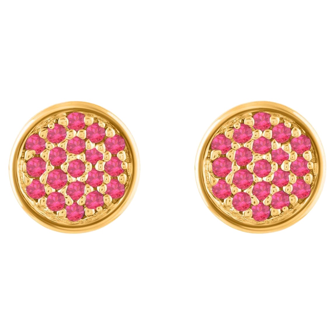 TJD 0,19 Karat runder Rubin Gelbgold Kreis-Ohrstecker