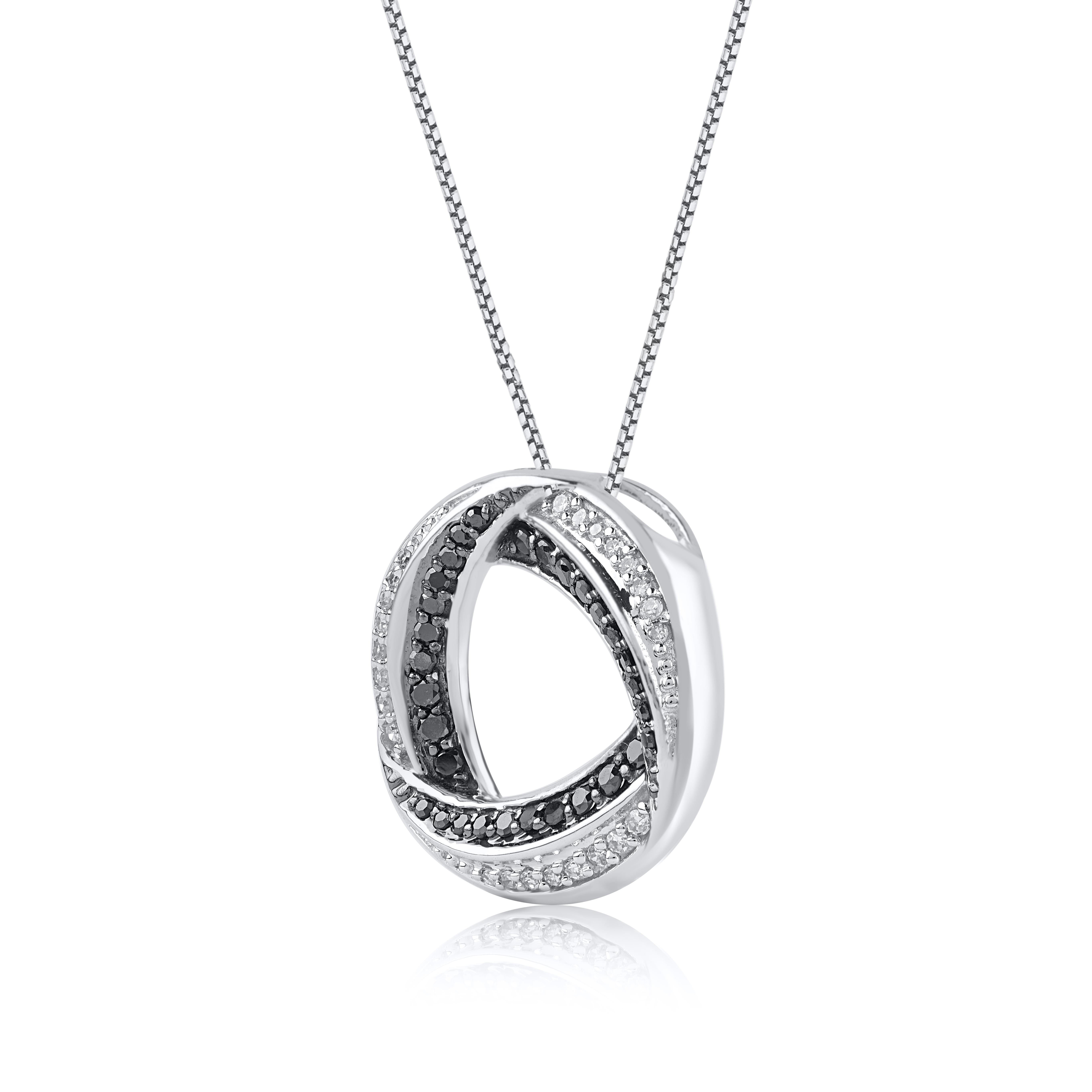 A striking addition when worn on its own, this diamond pendant makes a stunning impression. The pendant is crafted from 14-karat gold in your choice of white, rose, or yellow, and features round single cut 54 white and black treated diamonds pave