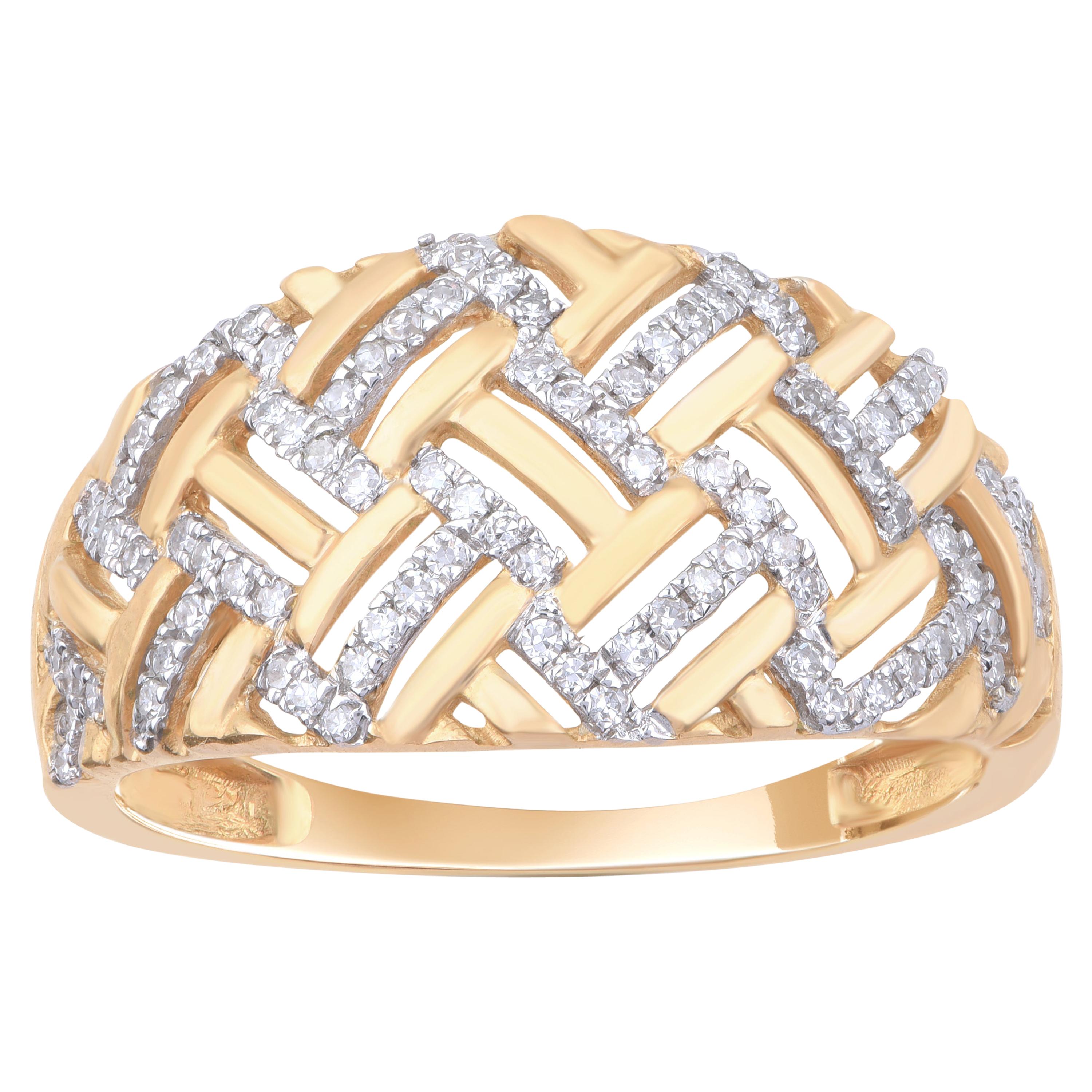 TJD 0.20 Carat Diamond 18 Karat Yellow Gold Interwoven Anniversary Ring For Sale