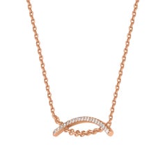 TJD 0,20 Carati Diamante Taglio Brilliante Collana in Oro Rosa 14KT