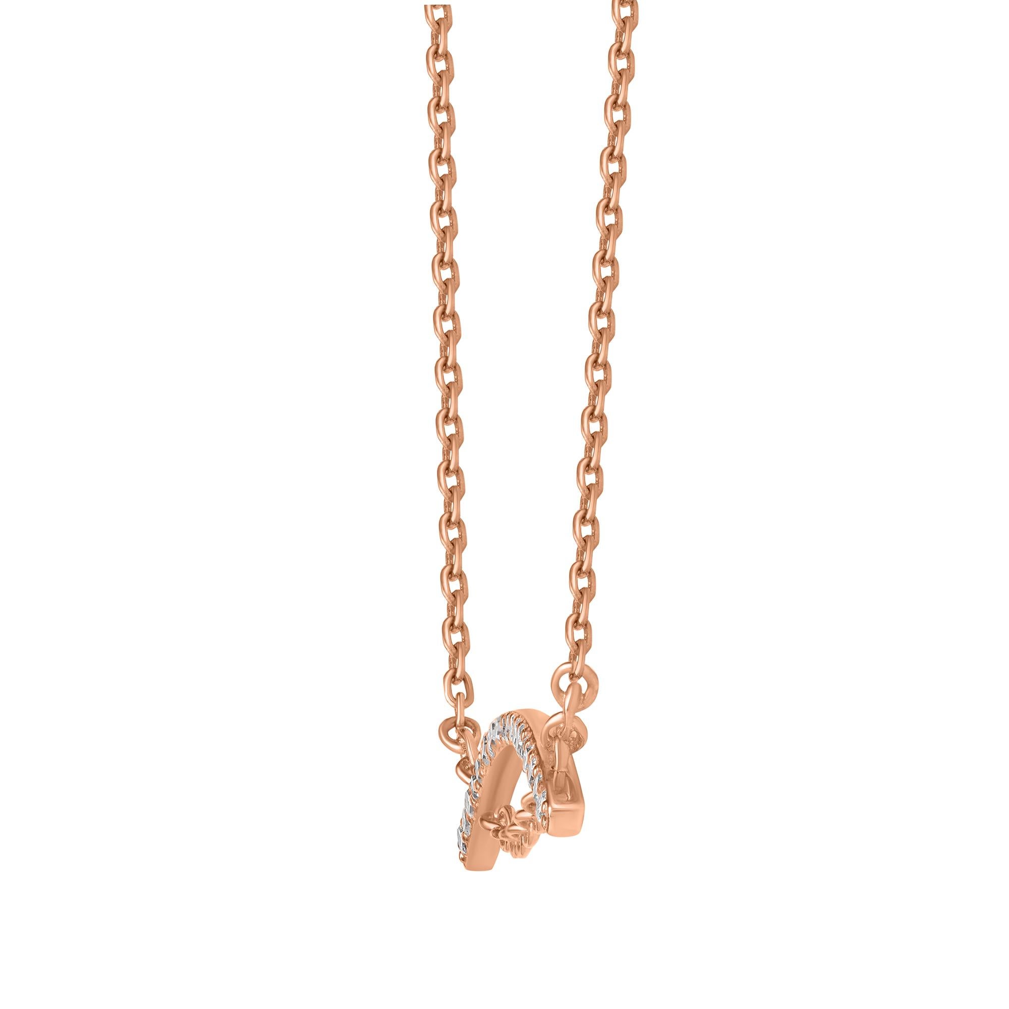 Modernist TJD 0.20 Carat Brilliant Cut Diamond 14KT Rose Gold Fashion Pendants Necklace For Sale