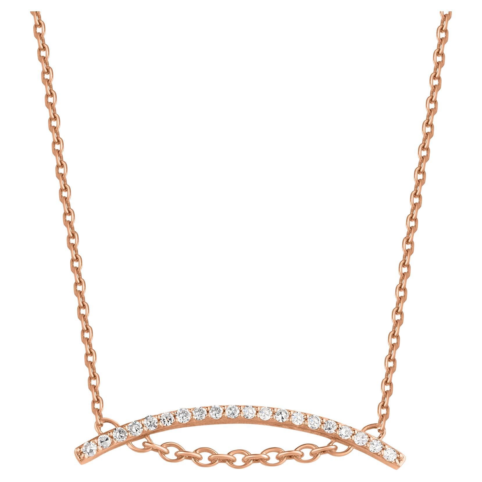 TJD 0.20 Carat Brilliant Cut Diamond 14KT Rose Gold Fashion Pendants Necklace For Sale