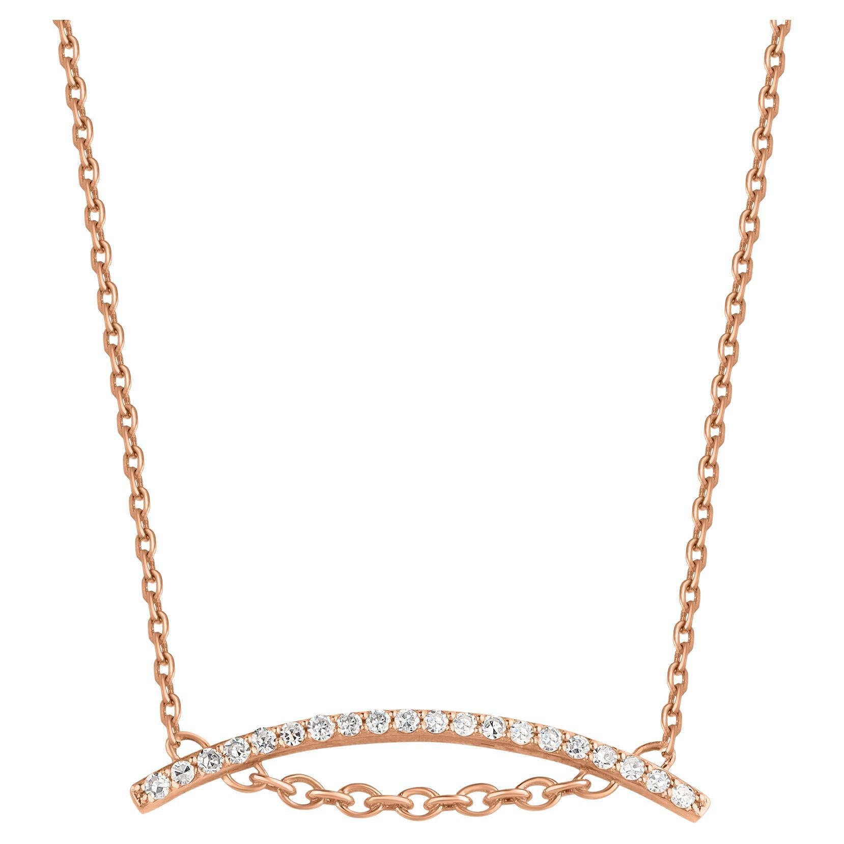 TJD 0,20 Karat Brillantschliff Diamant 14KT Roségold Mode-Anhänger Halskette im Angebot