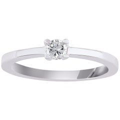 TJD 0.20 Carat Diamond 18 Karat White Gold Prong Set Classic Solitaire Ring