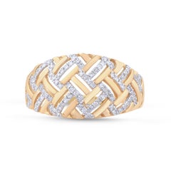 TJD 0.20 Carat Diamond 18 Karat Yellow Gold Interwoven Anniversary Ring
