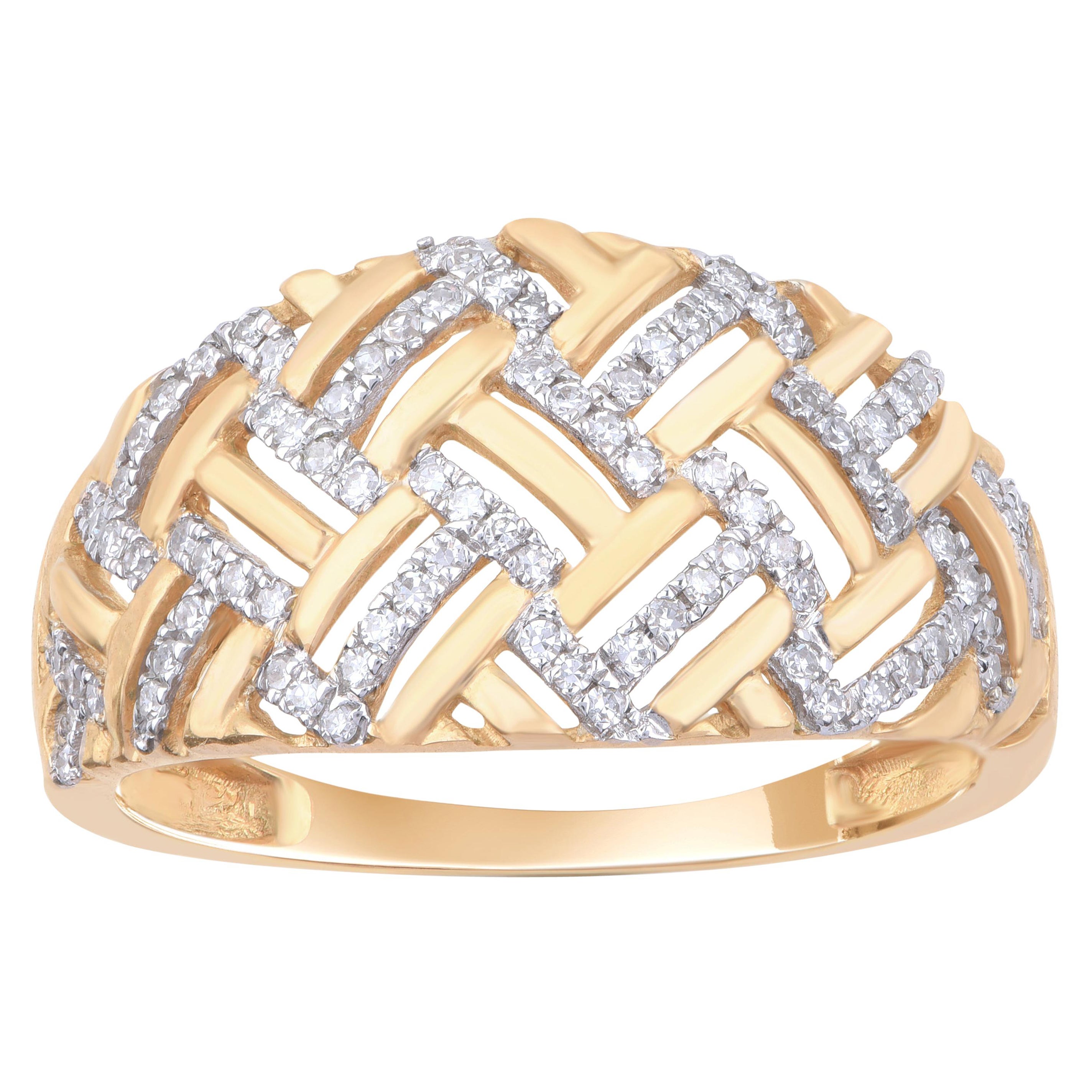 TJD 0,20 Karat Diamant 18 Karat Gelbgold Interwoven Jahrestag Ring im Angebot