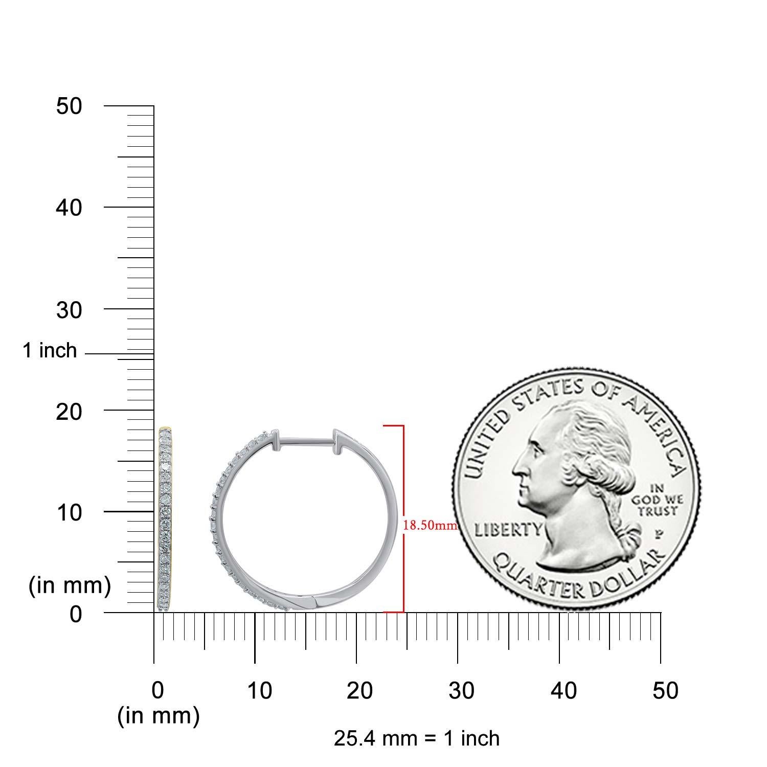Taille ronde Créoles en or blanc 14 carats avec diamants naturels de 0,20 carat TJD en vente