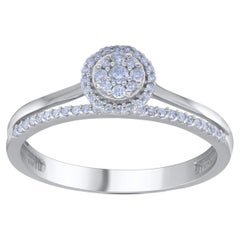 TJD 0.20 Carat Natural Diamond 14 Karat White Gold Split Shank Engagement Ring