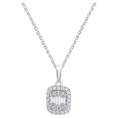 TJD Collier pendentif halo en or 14KT serti d'un diamant naturel de 0,20 carat