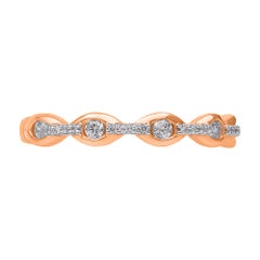 Anello nuziale in oro rosa 14KT con diamante naturale da 0,20 carati TJD