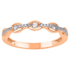 TJD 0.20 Carat Natural Diamond 14KT Rose Gold Wedding Band Ring