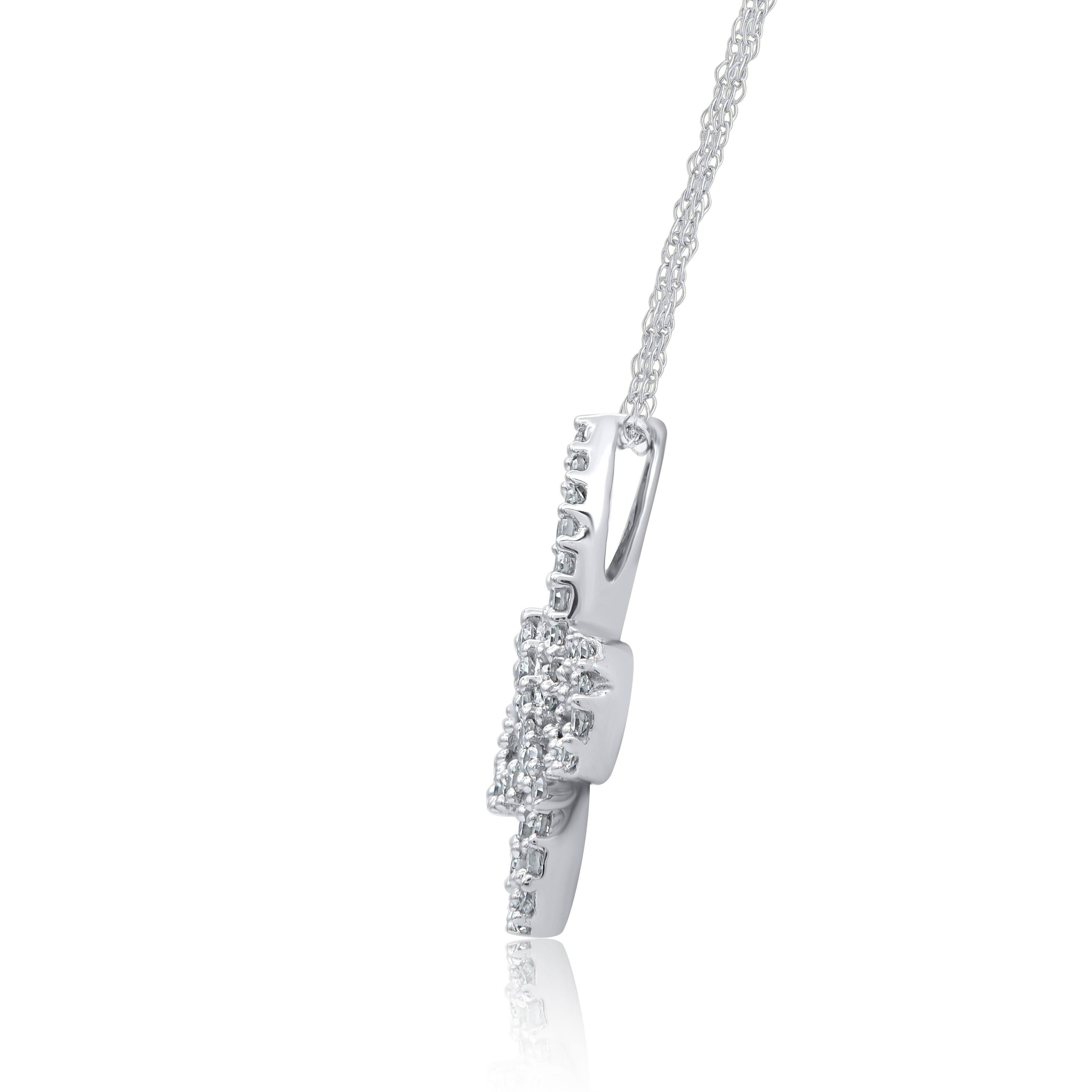 Contemporary TJD 0.20 Carat Natural Diamond Butterfly Pendant Necklace in 14 Karat White Gold For Sale