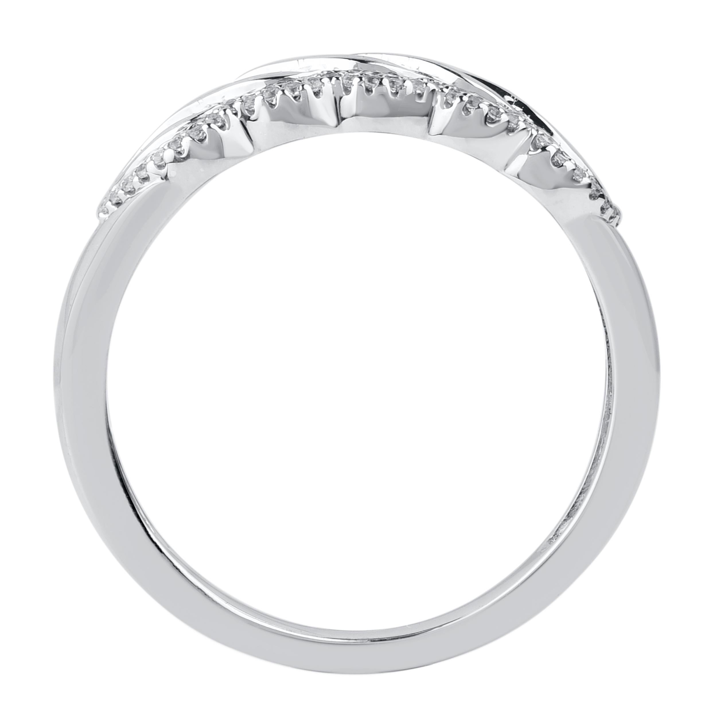This beautiful engagement band ring features shimmering brilliant cut and single cut round diamonds in prong & channel setting. Crafted in 14 karat white gold. The ring is studded with a total of 75 brilliant & single cut natural round diamonds and