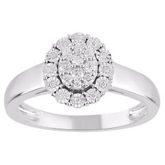 TJD Anillo de compromiso halo de oro blanco de 14 quilates con diamante redondo natural de 0,20 quilates