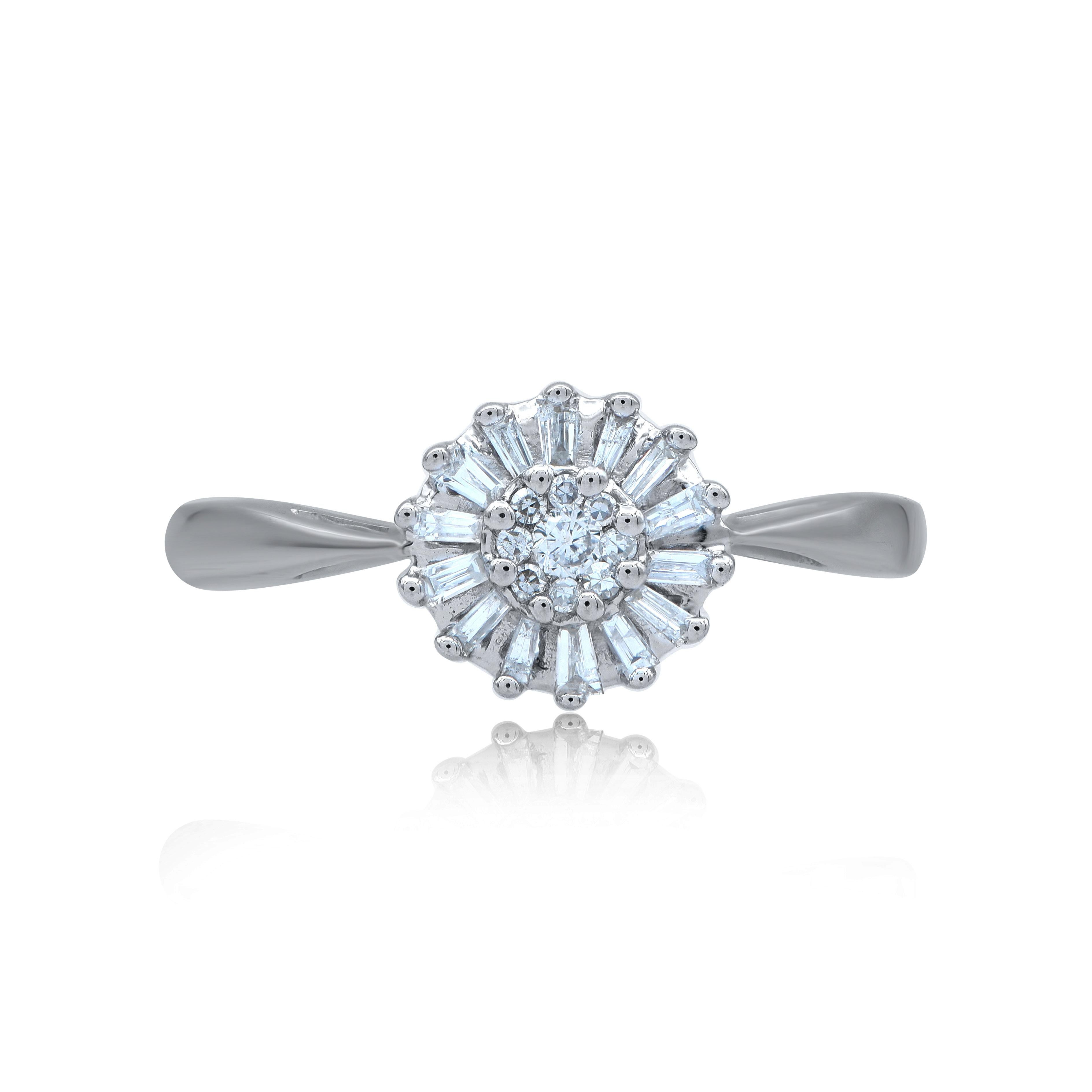 TJD 0,20 Karat natürlicher runder Diamant-Cluster-Ring aus 14 Karat Weißgold (Moderne) im Angebot