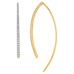 TJD 0.20 Carat Natural Round Diamond Yellow Gold Wire Hook Earrings
