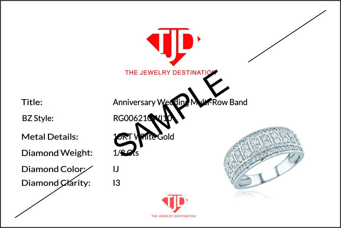 Baguette Cut TJD 0.20 Carat Round and Baguette Diamond 14K White Gold Anniversary Band Ring For Sale