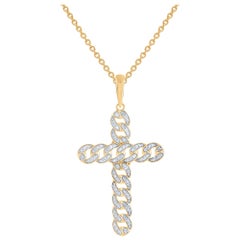 TJD 0.20 Carat Round Cut Diamond Cross Pendant Necklace in 14KT Yellow Gold TJD 0.20 Carat Round Cut Diamond Cross Pendant Necklace in 14KT Yellow Gold