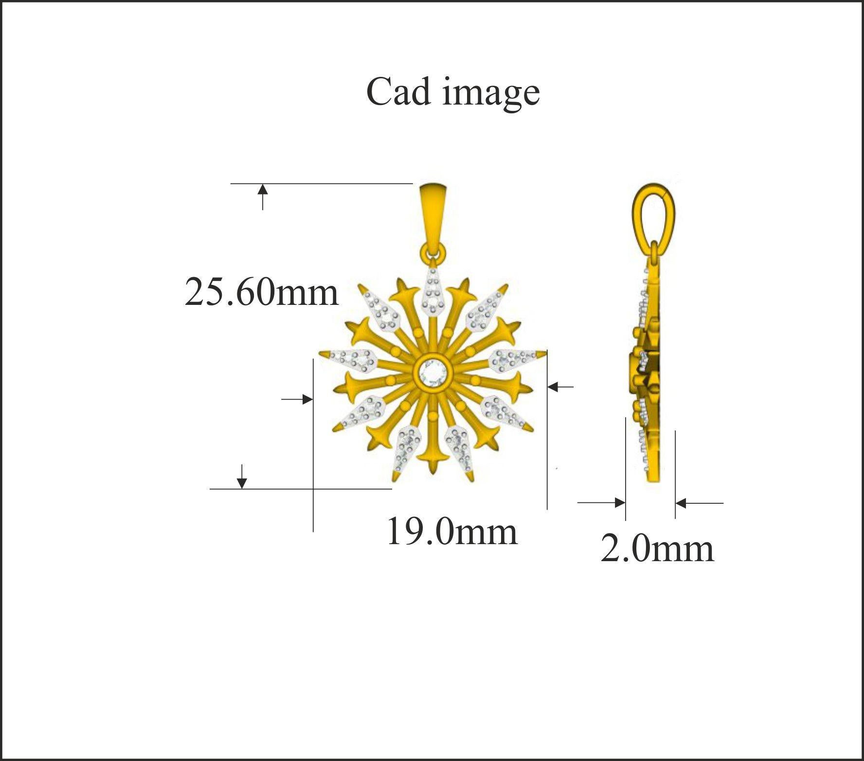 En ces chaudes journées d'été, rafraîchissez-vous avec l'aspect glacé de ce pendentif en forme de flocon de neige. Le poids total des diamants est de 0,25 carat et ils brillent d'une couleur H-I et d'une pureté I2. Agrémenté de 28 diamants ronds