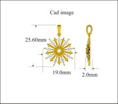 TJD Pendentif flocon de neige en or jaune 14 carats avec diamant rond de 0,20 carat