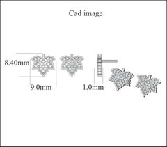 TJD 0.20 Carat Round Diamond Maple Leaf Stud Earrings 14K White Gold