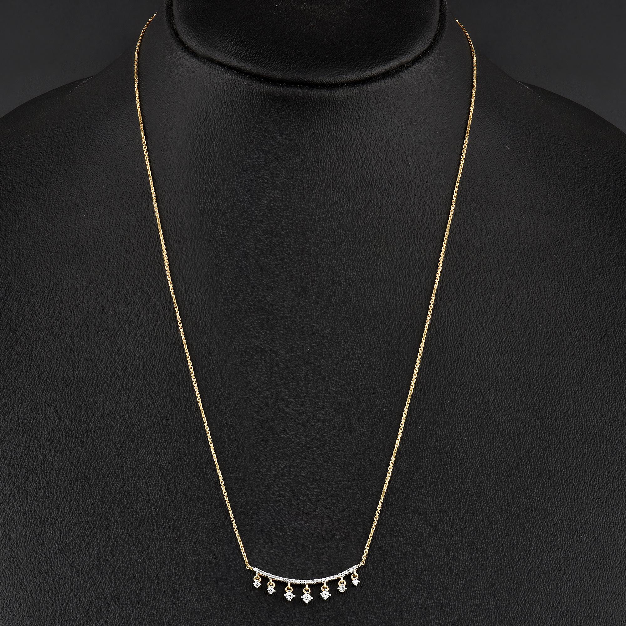 Collier mode à barres courbes en or jaune 14 carats avec diamants ronds de 0,20 carat TJD Neuf - En vente à New York, NY