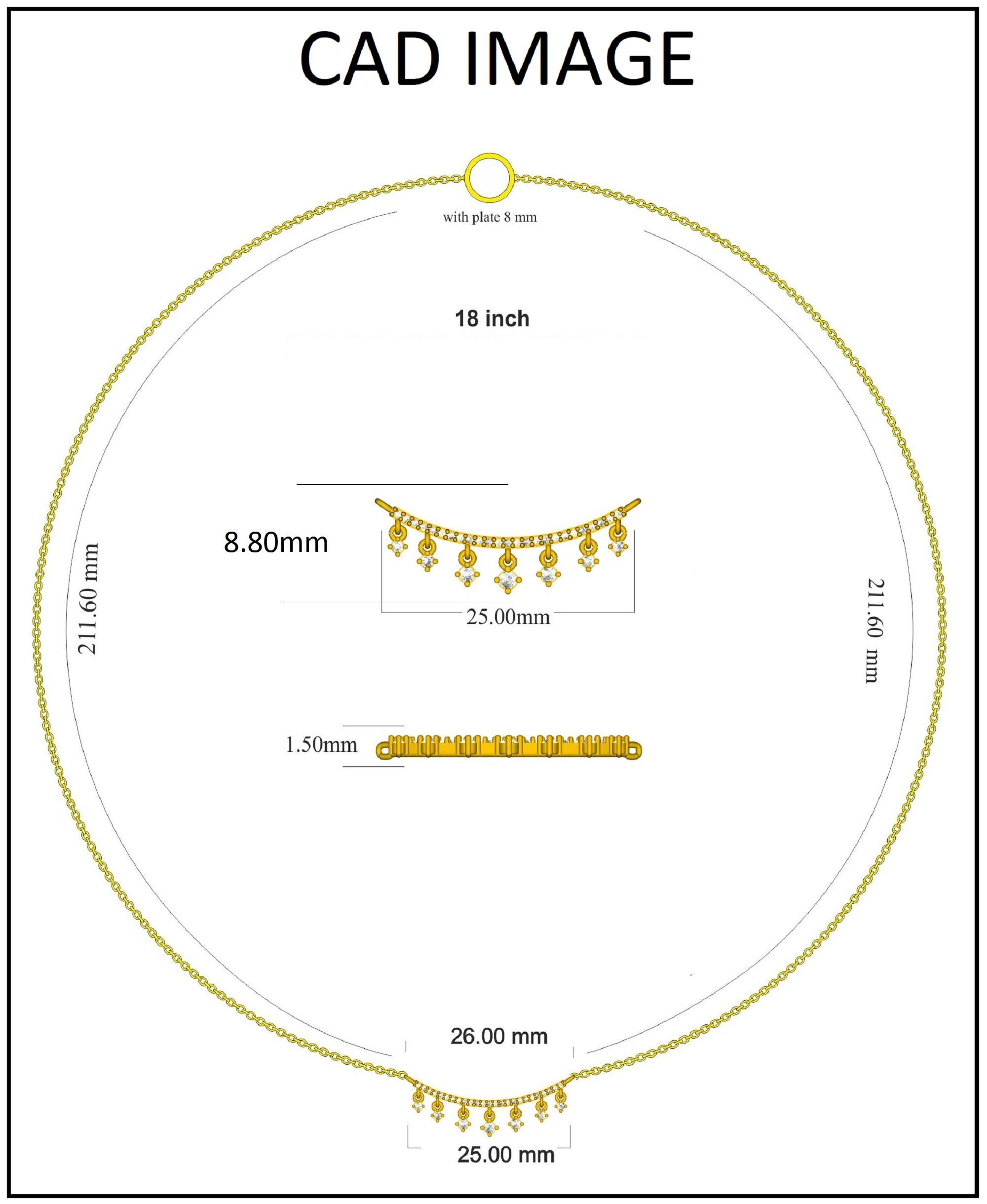 Collier mode à barres courbes en or jaune 14 carats avec diamants ronds de 0,20 carat TJD Pour femmes en vente