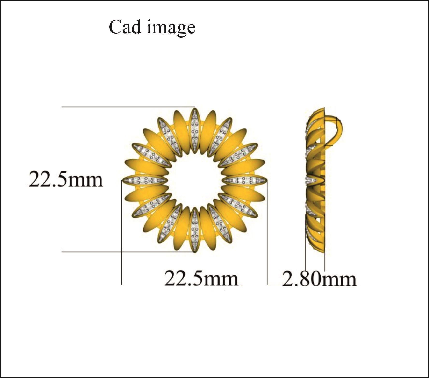 Reflétant votre amour sans fin, ce pendentif en diamant en forme de tournesol étincelant est parfait pour sa tenue de soirée. Le poids total du diamant est de 0,20 carat et il brille en couleur H-I, pureté I2. Magnifiquement sertie de 60 diamants