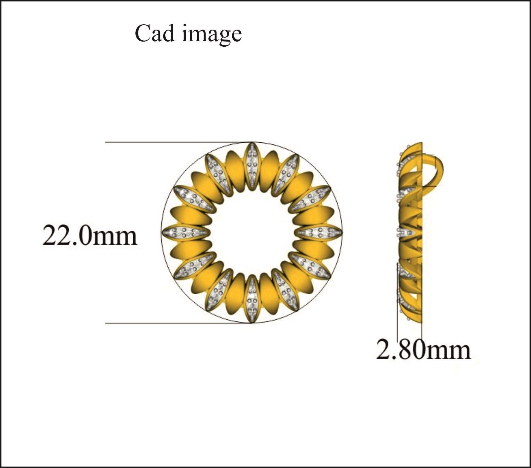 Si ludique, si étincelant, ce pendentif circulaire est un look qu'elle adorera porter. Le poids total du diamant est de 0,20 carat et il brille en couleur H-I, pureté I2. Elle est ornée de 48 diamants ronds sertis en pavé. Ce pendentif est réalisé