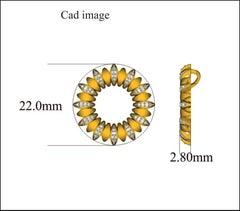 TJD 0.20 Carat Round Diamond 14K Yellow Gold Designer Sunflower Diamond Pendant