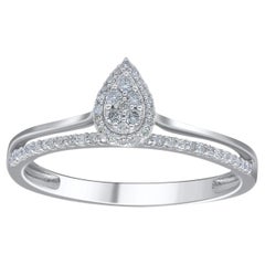 Used TJD 0.20 Carat Round Diamond 14KT Gold Pear Shape Split Shank Engagement Ring
