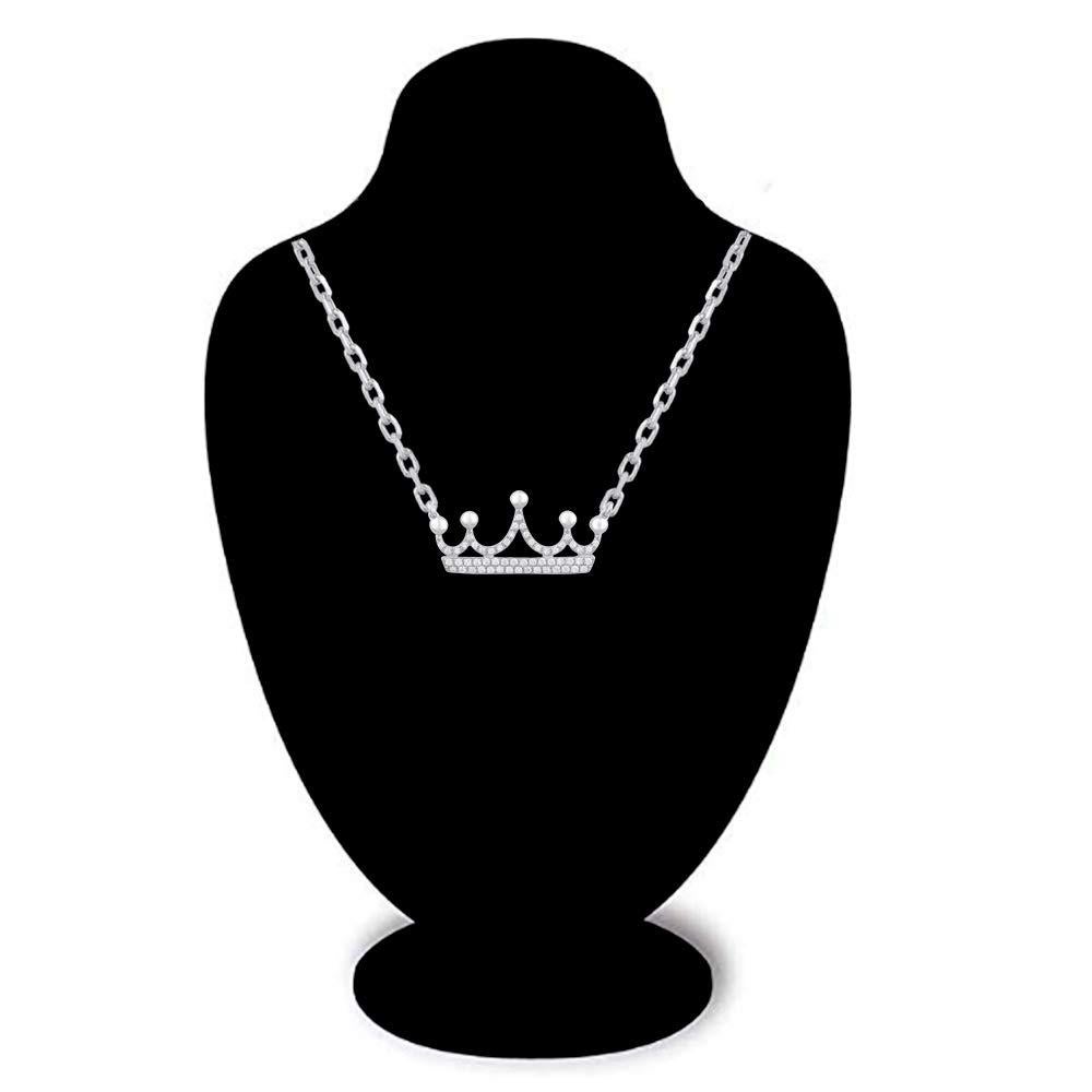 Add sparkle to your day or night look with this crown shaped brilliant diamond pendant. The pendant is crafted from 14-karat White gold and features Round Brilliant 56 white diamonds, Prong set, H-I color I2 clarity and a high polish finish complete