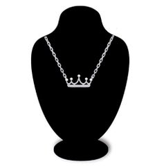 TJD 0.20Carat Diamond 14 K White Gold Charming Crown Necklace with 18 inch chain