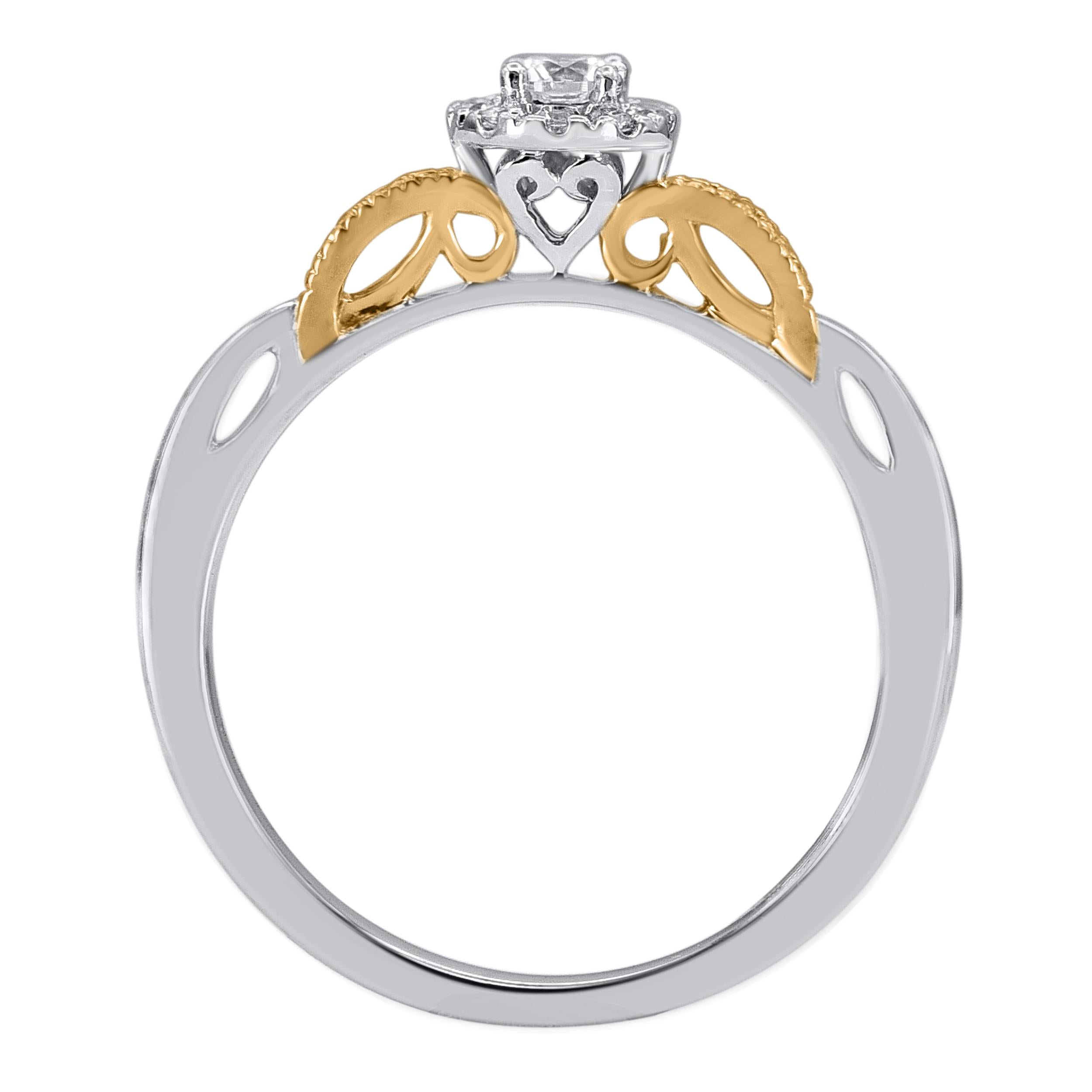 Classico e contemporaneo, questo anello con diamante arricchirà la sua collezione di gioielli. Questo bellissimo anello è caratterizzato da scintillanti diamanti a taglio brillante e diamanti a taglio singolo con incastonatura a griffe e a pavé.