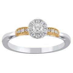 TJD 0.23 Carat Round Diamond 14 Karat Two Tone Gold Bridal Engagement Ring