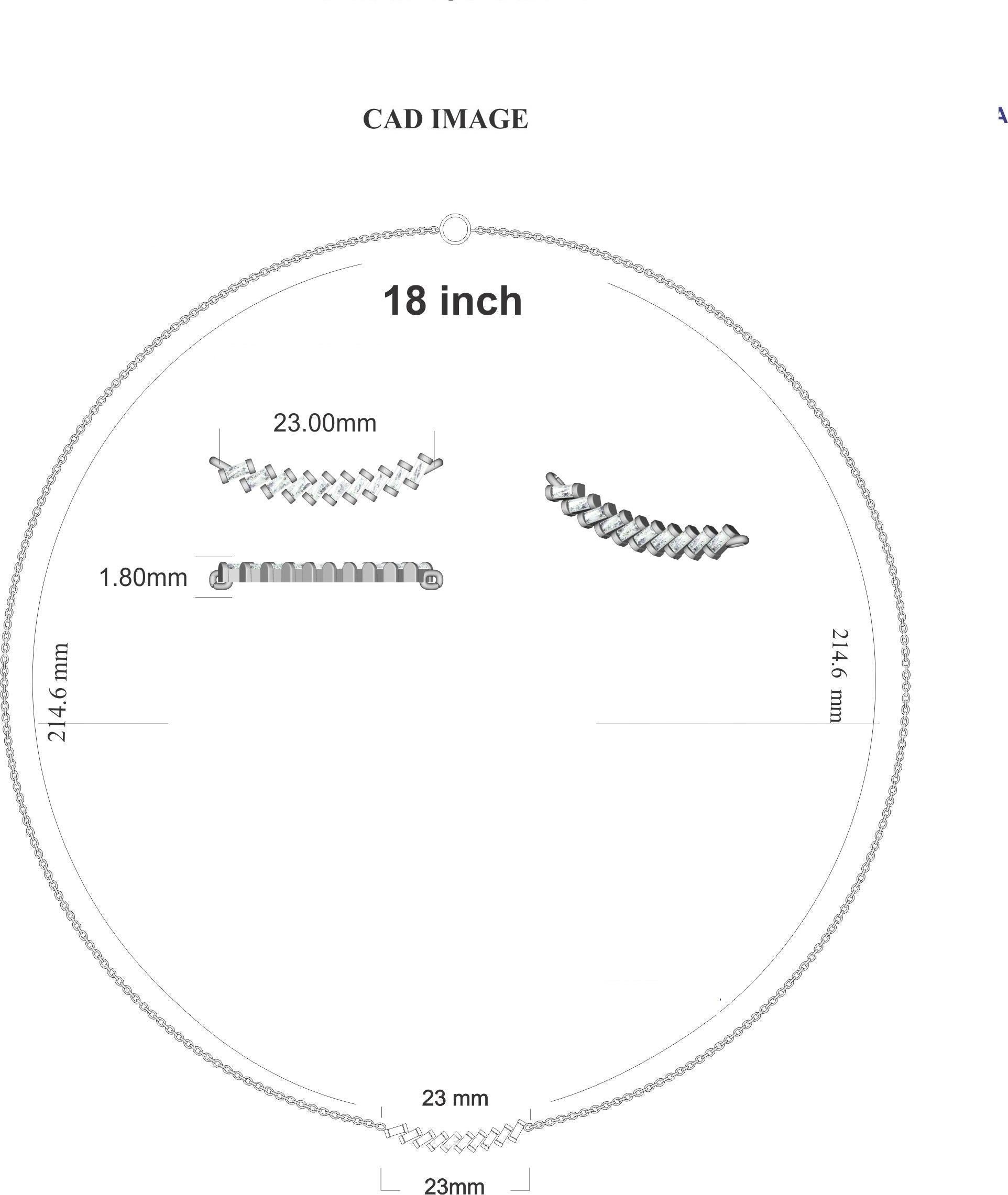 Cattura la sua attenzione con l'aspetto scintillante di questo favoloso ciondolo. Il pendente è realizzato in oro bianco a 14 carati e presenta 10 diamanti bianchi a baguette, incastonati a canale, di colore H-I e di purezza I2 e una finitura lucida